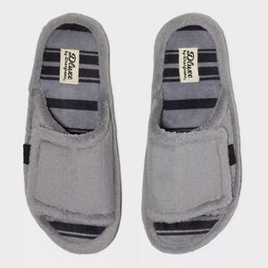 Men's dluxe by Dearfoams Terry Slide Slippers Gray Size 7/8 New With Tags